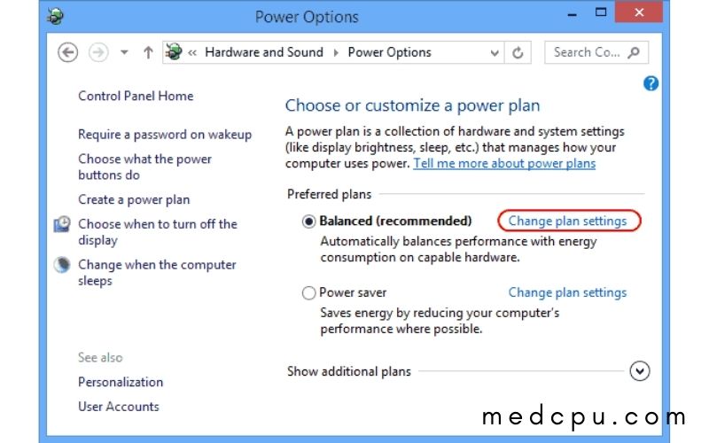 Change additional power settings when the computer goes to sleep