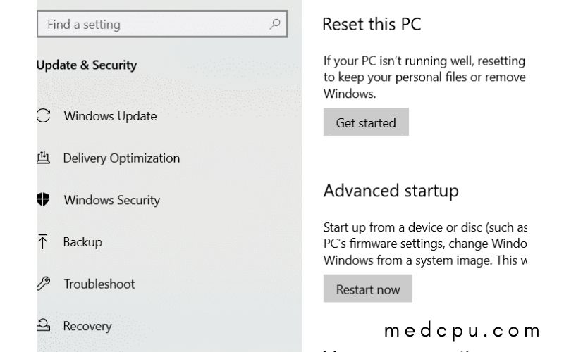 factory reset toshiba laptop in Windows 10
