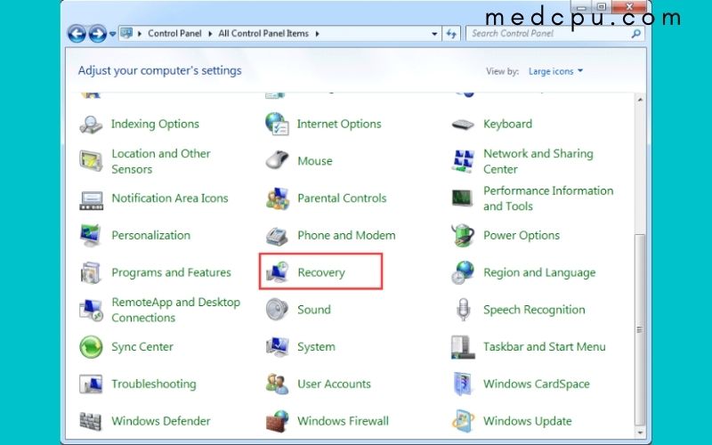 factory reset toshiba laptop in Windows 7