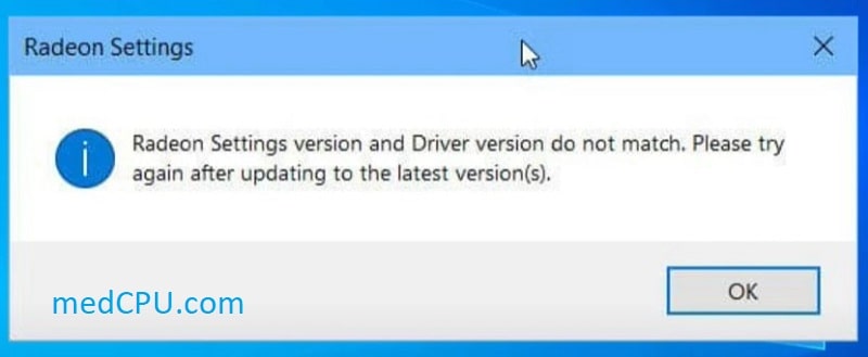 radeon software and drivers don't match 3