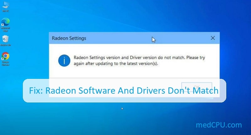 radeon software and drivers don't match 5
